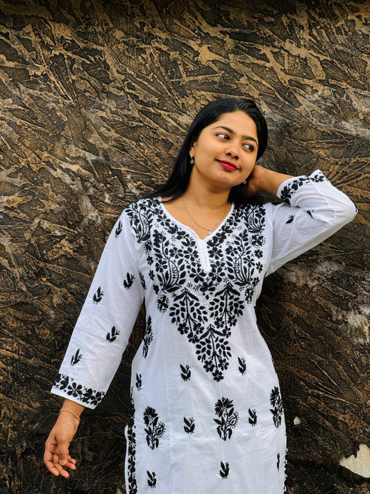 Black & White Chikankari Cord Set A1585