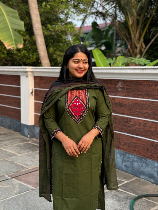 Everyday Green: Premium Cotton Salwar Suit - A1071