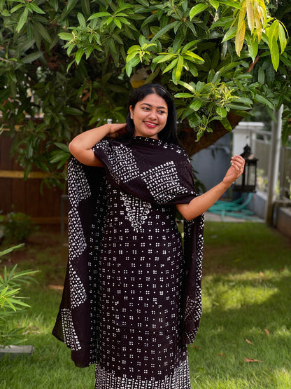 Viscose Georgette Batik Print Unstitched Churidar Material- A1372
