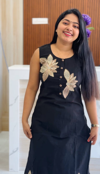 Elegant Black Sleevless Cordset A1673