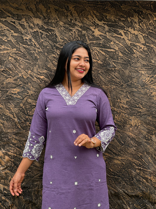 Elegant Khadi Cotton Cord Sets with Embroidery Work A 1470