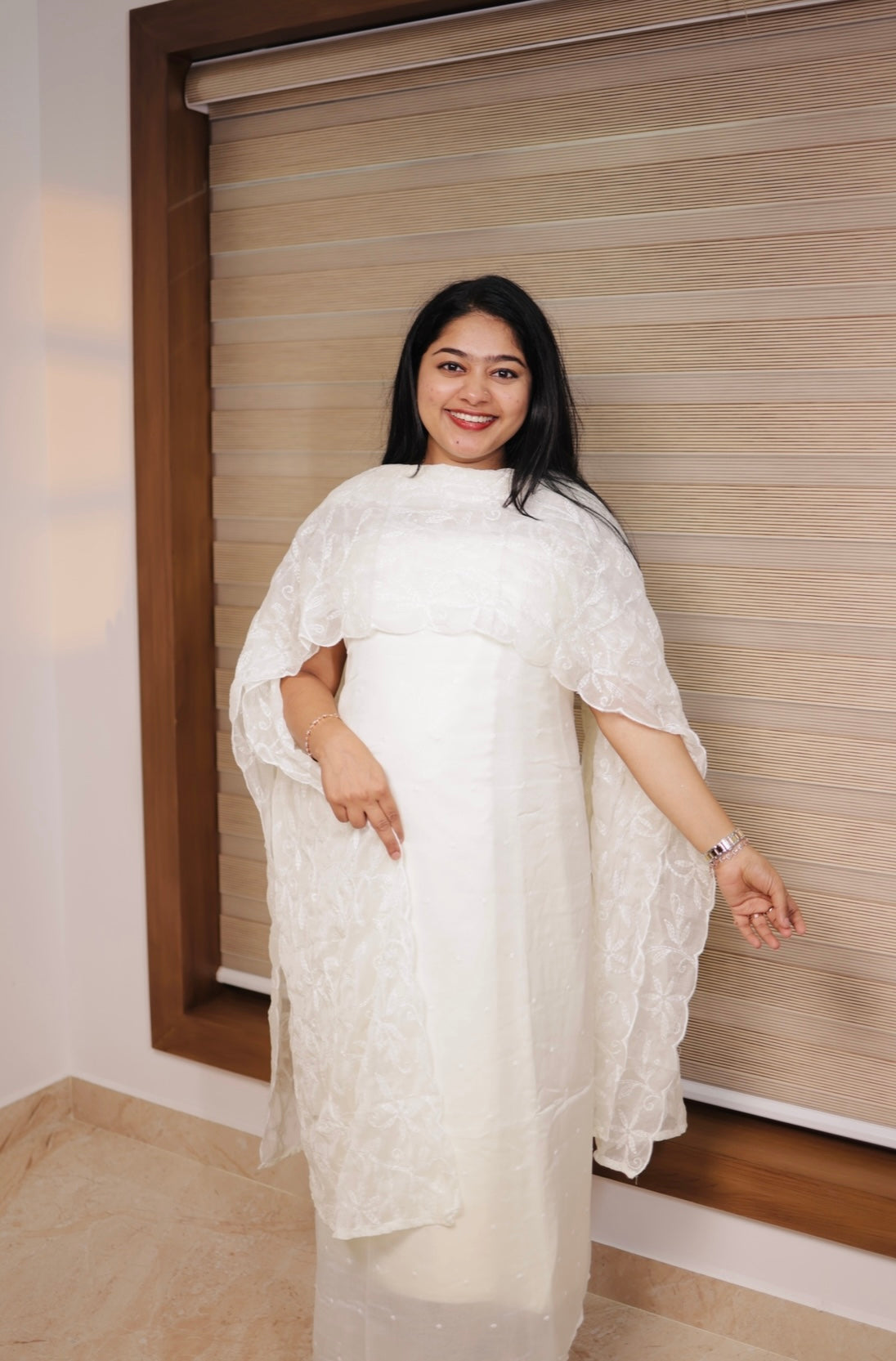 Crushed Chiffon with beautiful Lucknow Chikankari work A2029
