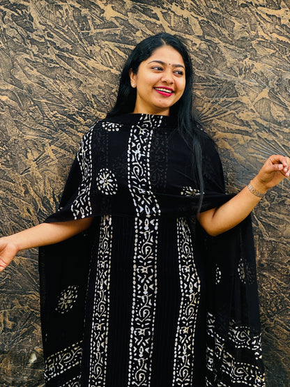Georgette Batik Print Unstitched Churidar Material