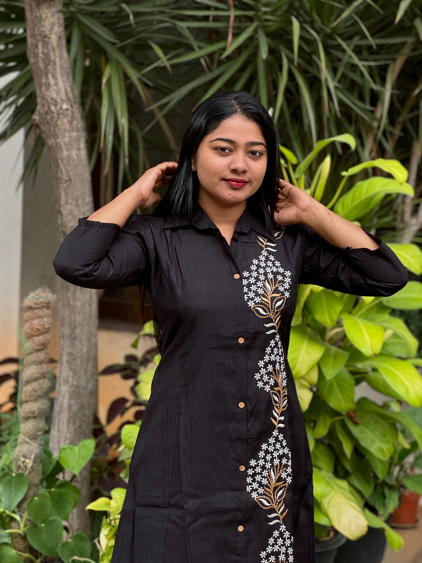 Black 2 piece Cotton Co-ord Set-A1315