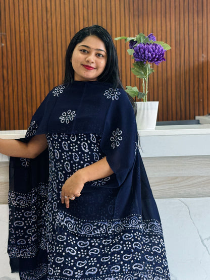 Georgette Batik Print Unstitched Churidar Material : A1947
