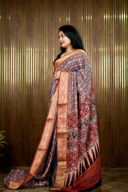 Elegant Ajrak Dolla Silk Sarees A 2004