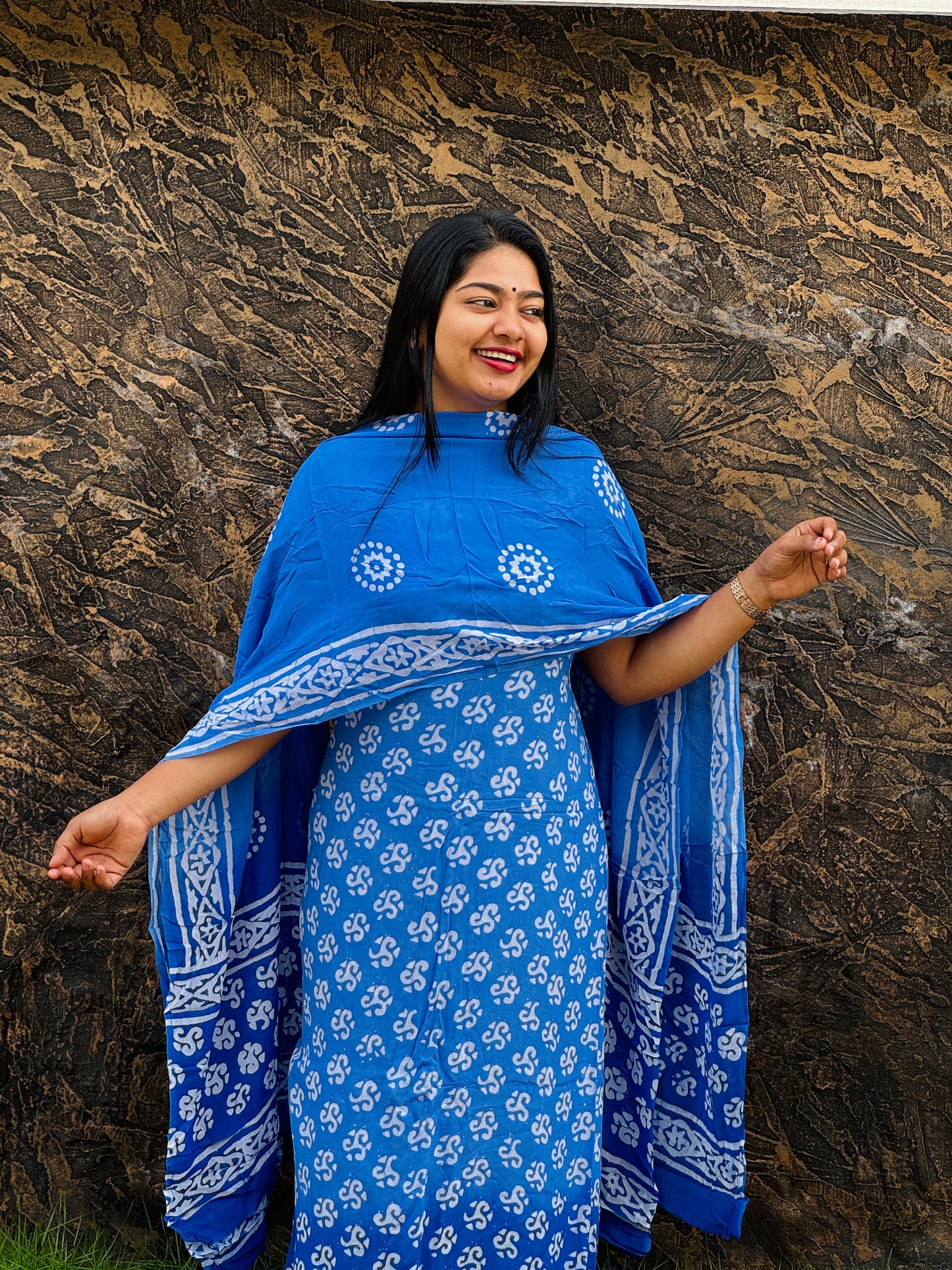 Georgette Batik PrintDouble Shade Unstitched Churidar Material A - 1503