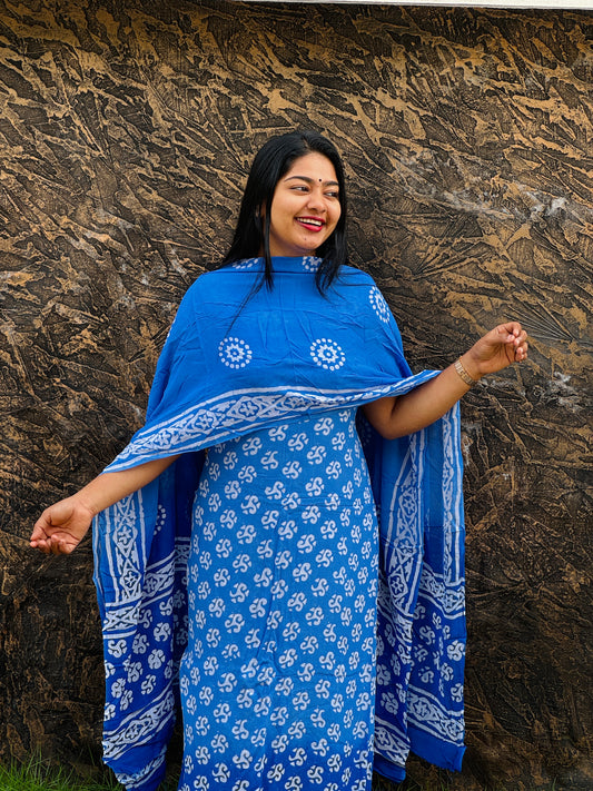 Georgette Batik PrintDouble Shade Unstitched Churidar Material A - 1503