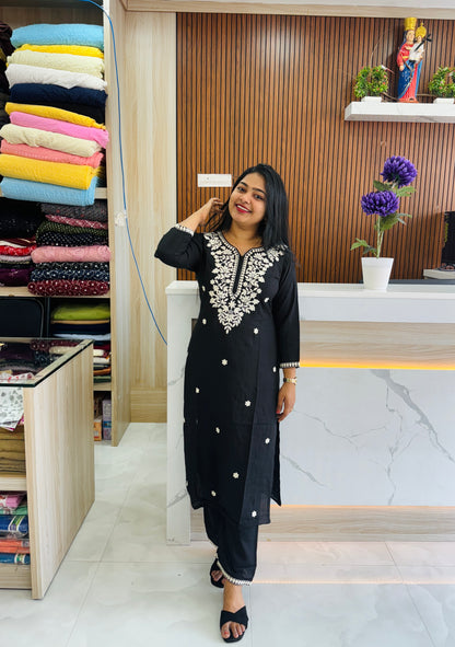 Black & Orange Chikankari Cordset 🧡🖤A1659