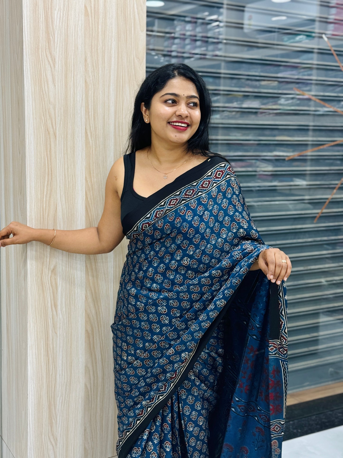 Ajrak Print Modal Silk Saree - A1346