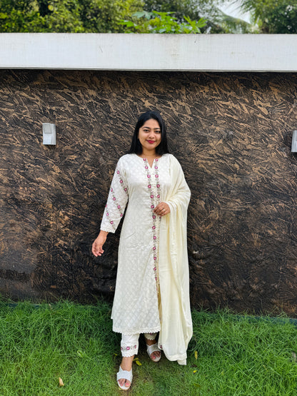 Onam Collection Premium Mul Mul Cotton 3 Piece A- 1499