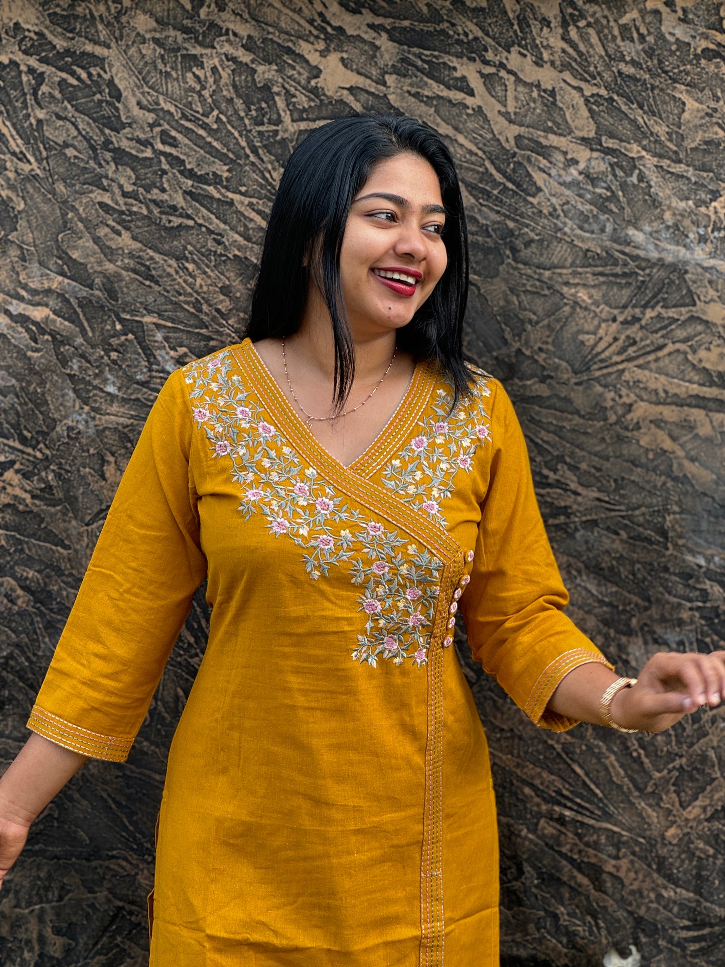 Angrakh style Flex Cotton 2 piece Co-ord Set with Thread work A - 1508