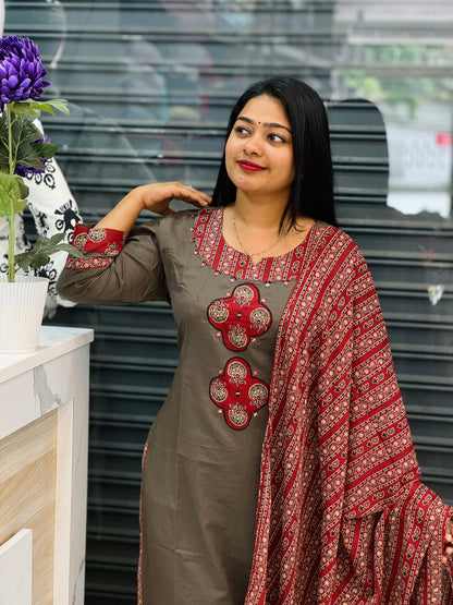 Grey and Maroon Combo 3 piece set A- 1559