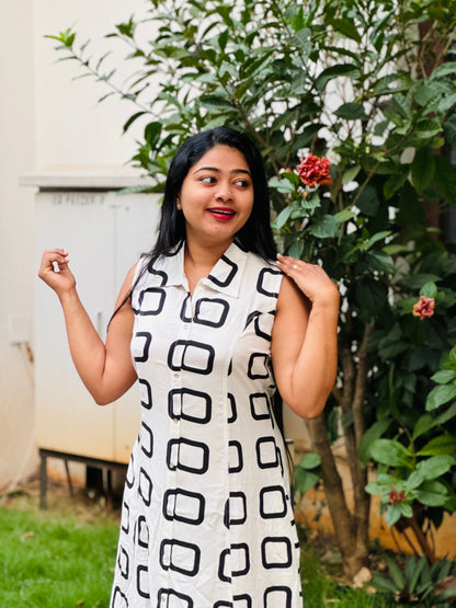 Classic White Frock in Rayon Fabric-A1312