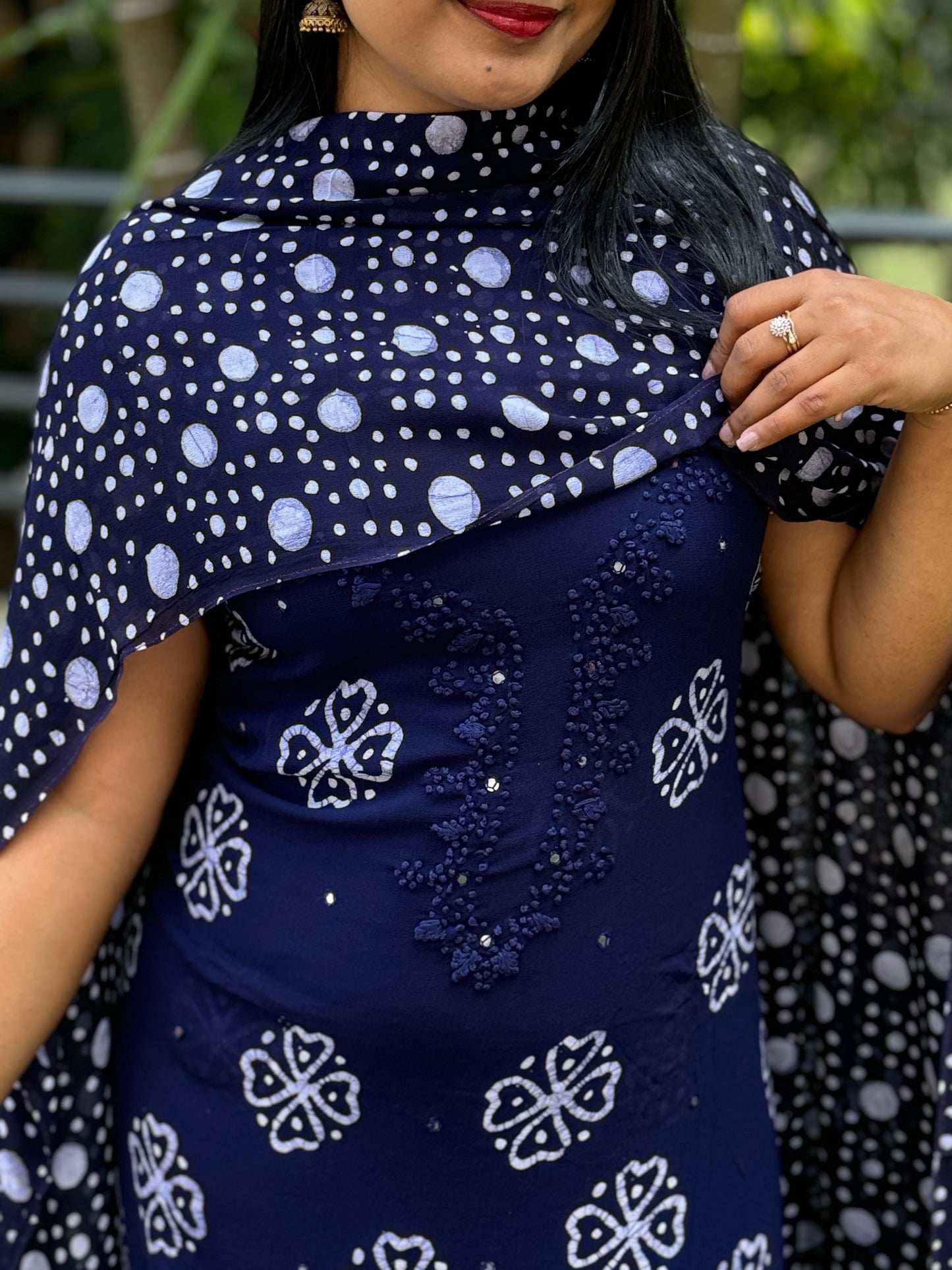 Batik Print | Georgette Fabric | Unstitched Churidar Material A1614