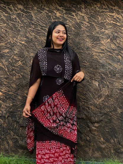 Batik Print | Georgette Fabric | Unstitched Churidar Material- A1460