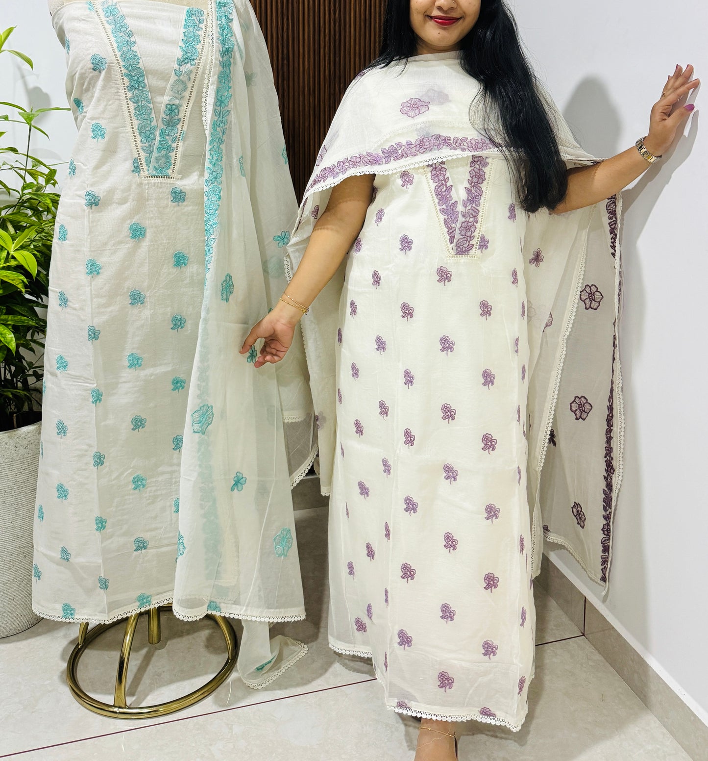 Pure Mul Chanderi Unstitched Salwar Material ✨A2011