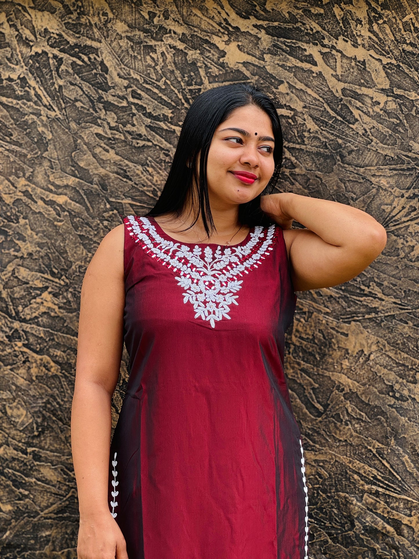 Elegant Silk Kurti – Maroon & Blue Combo ✨ A perfect pick for both daily wear and special occasions- A1432