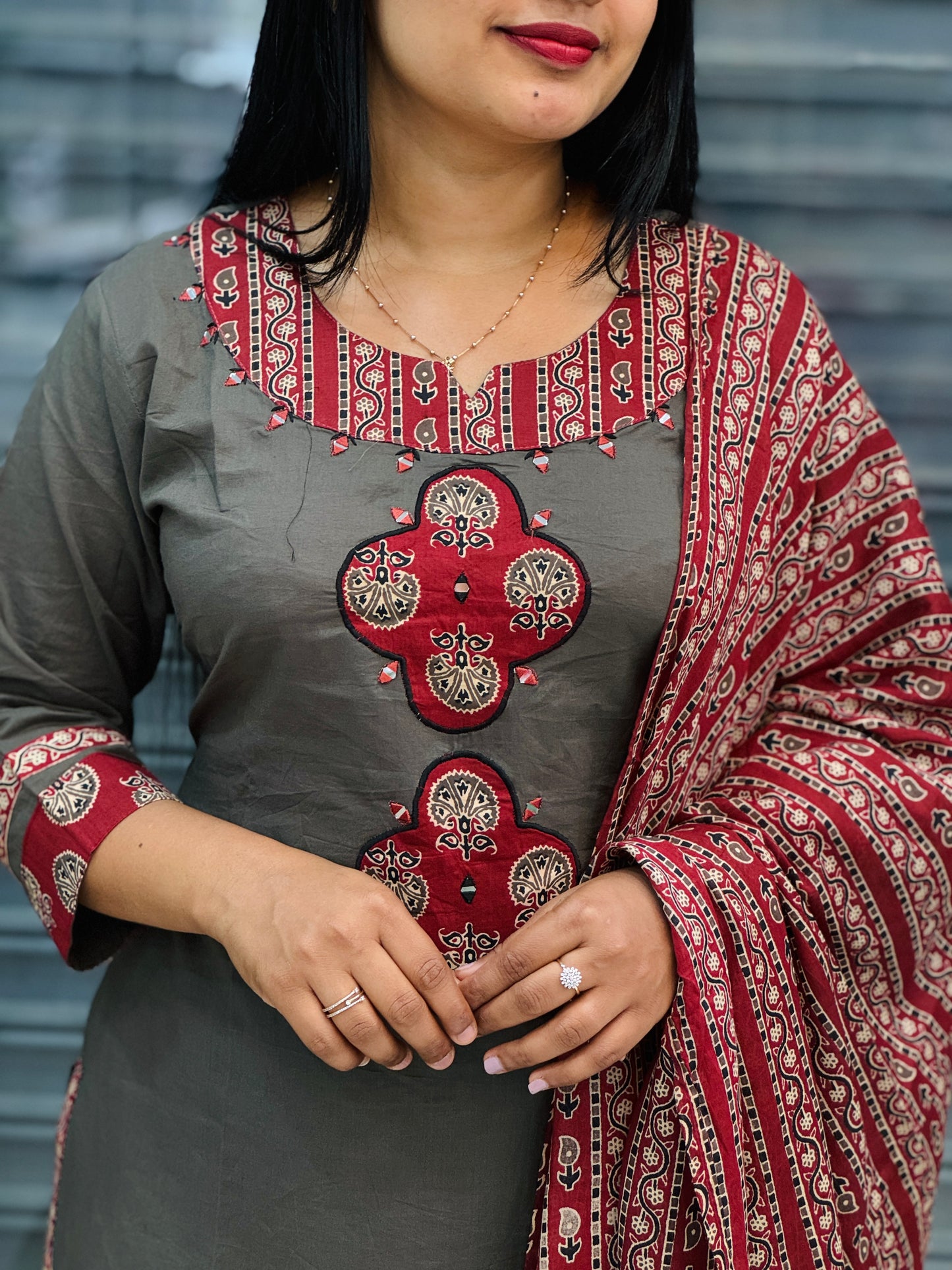 Grey and Maroon Combo 3 piece set A- 1559