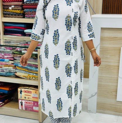 Blue & White Elegance – 3-Piece Salwar Set- A1457