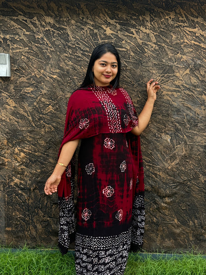 Batik Print | Georgette Fabric | Unstitched Churidar Material- A1460