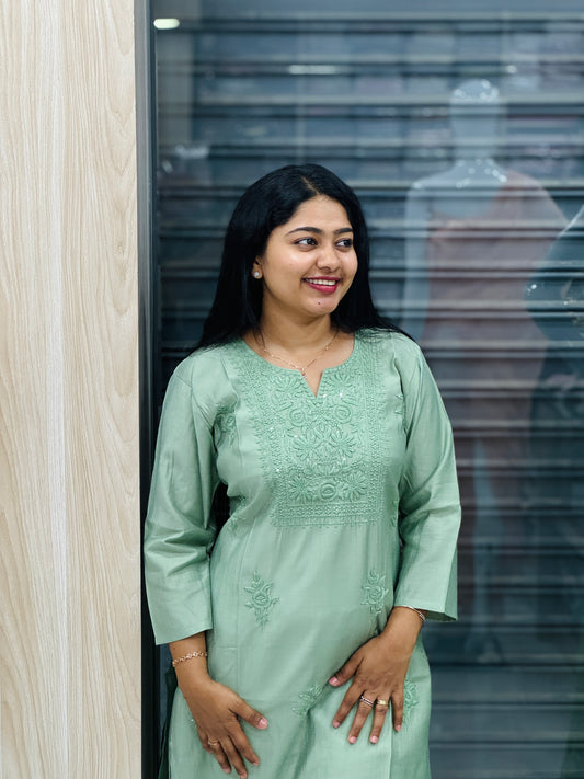 Elegant Chikankari Sets – Now in Rani Pink & Pista Green - A1361