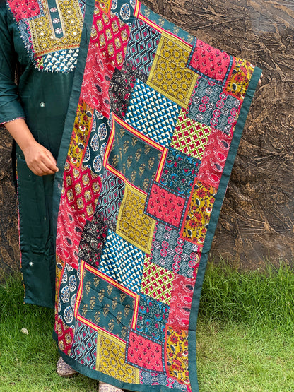Grace in Green: Premium Gajji Modal Silk Elegance - A1383