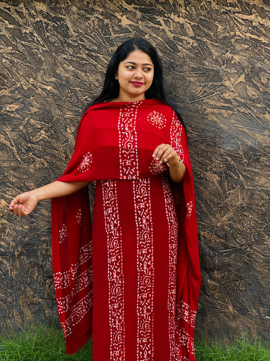 Georgette Batik Print Unstitched Churidar Material