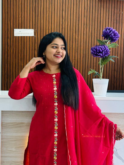 Premium Mul Mul Cotton 3 Piece (Offwhite & Yellow ) A1660