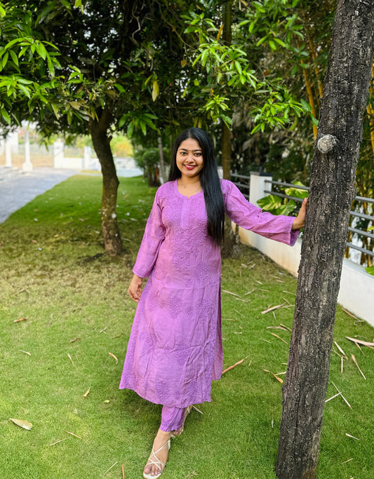 Premium Lavender Chikankari Cordset 💜