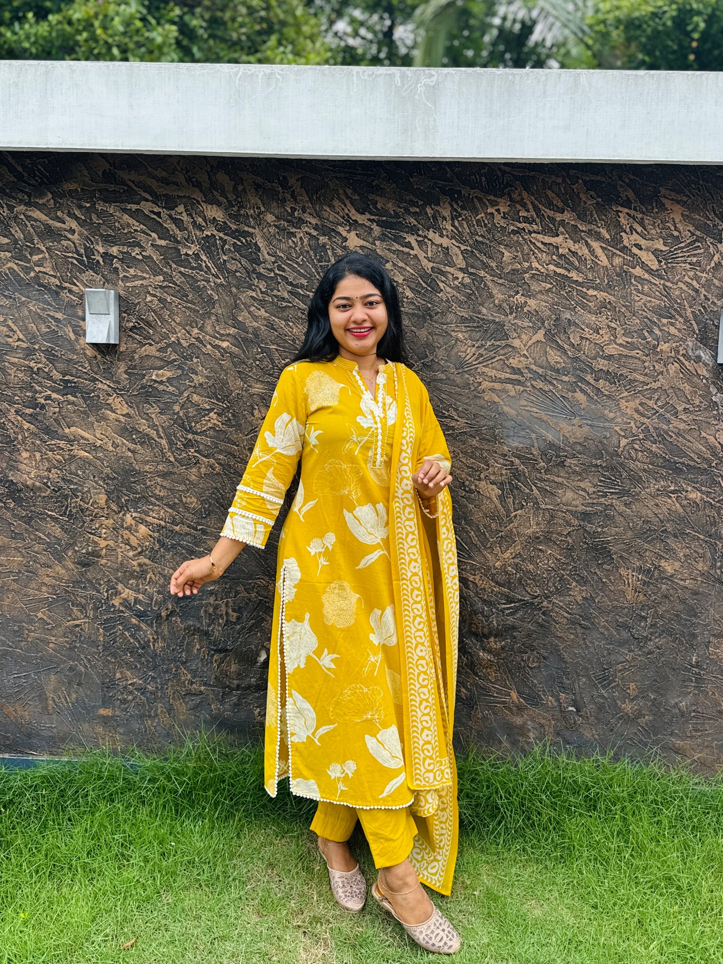 Yellow Colour Three piece Salwar set - A1411