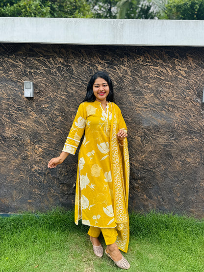Yellow Colour Three piece Salwar set - A1411