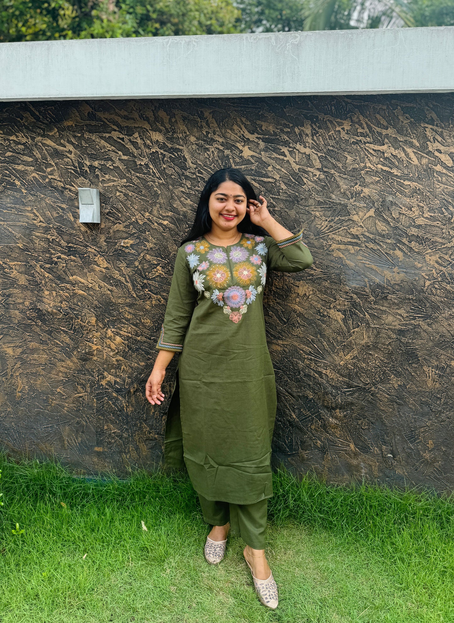 Lavender & Green Co-ord Set Effortless Elegance for Daily Wear-A1379