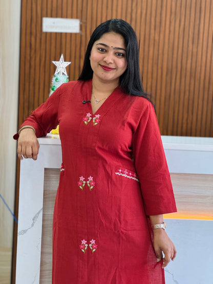 Elegant  Brick Color Flex Cotton Set ✨A1616