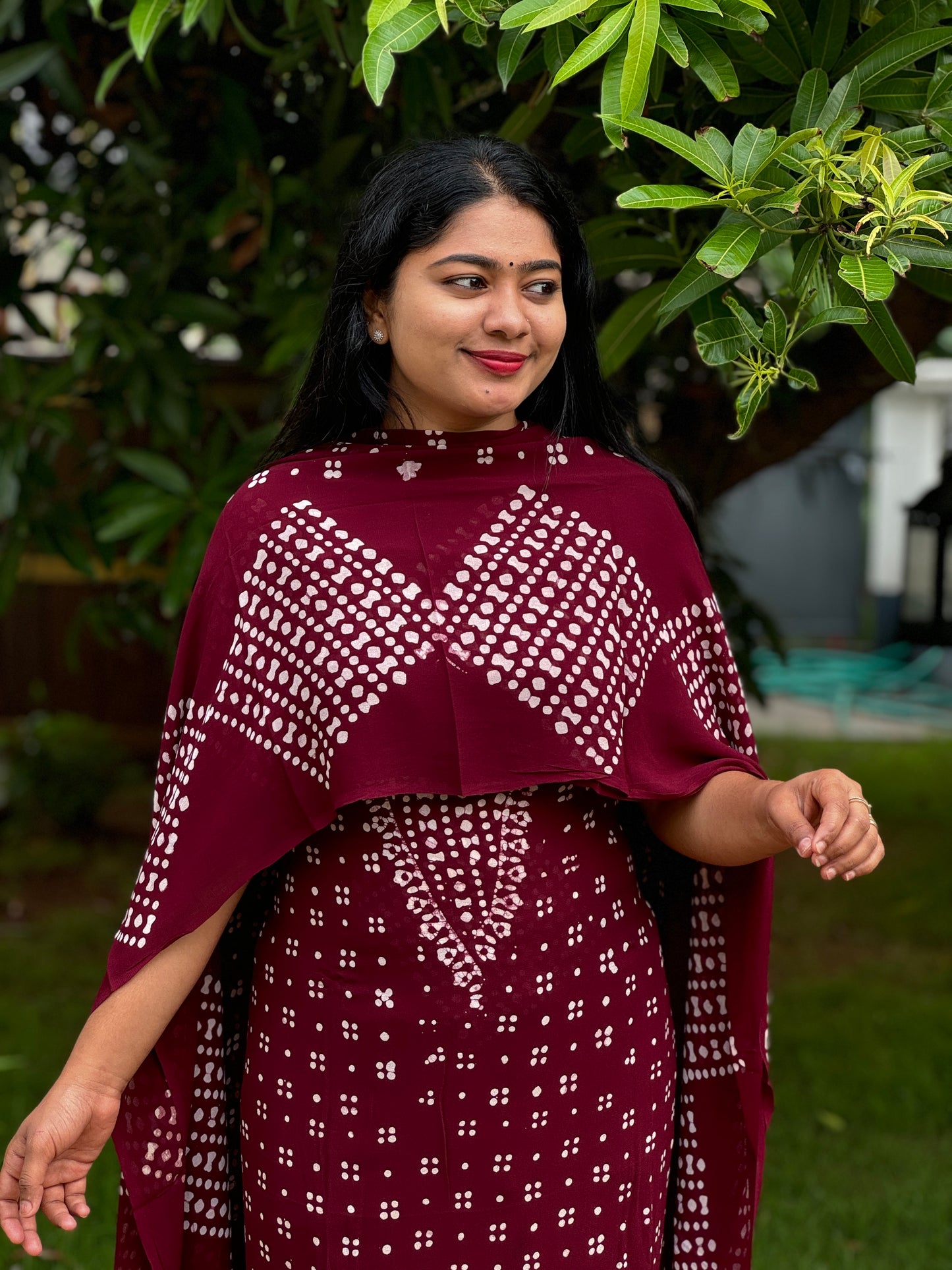 Viscose Georgette Batik Print Unstitched Churidar Material- A1372