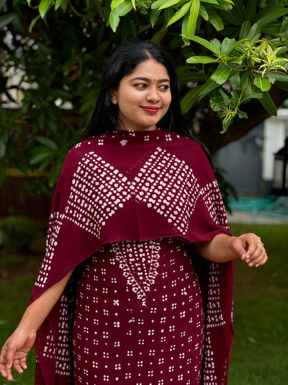 Viscose Georgette Batik Print Unstitched Churidar Material- A1372