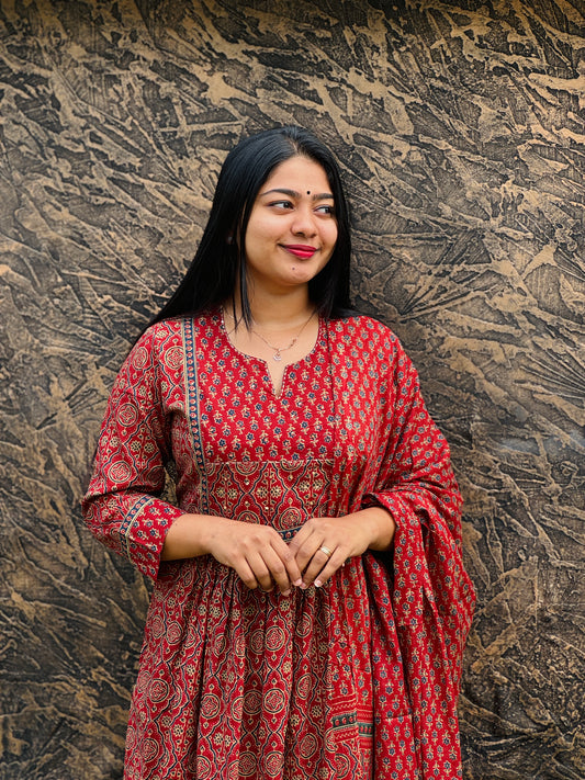 Maroon Three-Piece Set Made from pure cotton - A1440