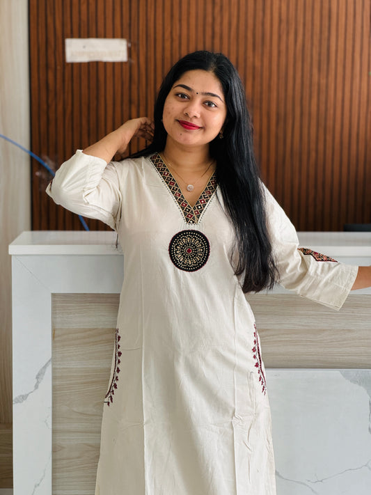Offwhite Ajrak Cotton Cord Set 🤍A1784