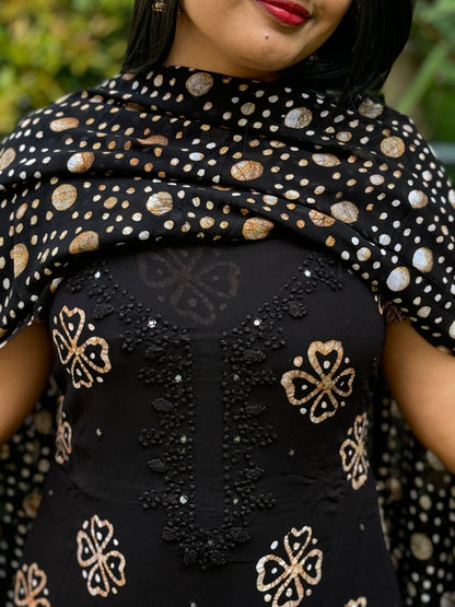 Batik Print | Georgette Fabric | Unstitched Churidar Material A1614