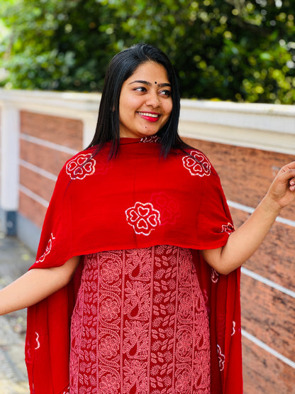 Unstitched three-piece set with intricate Chikankari threadwork on premium georgette fabric. - A1431