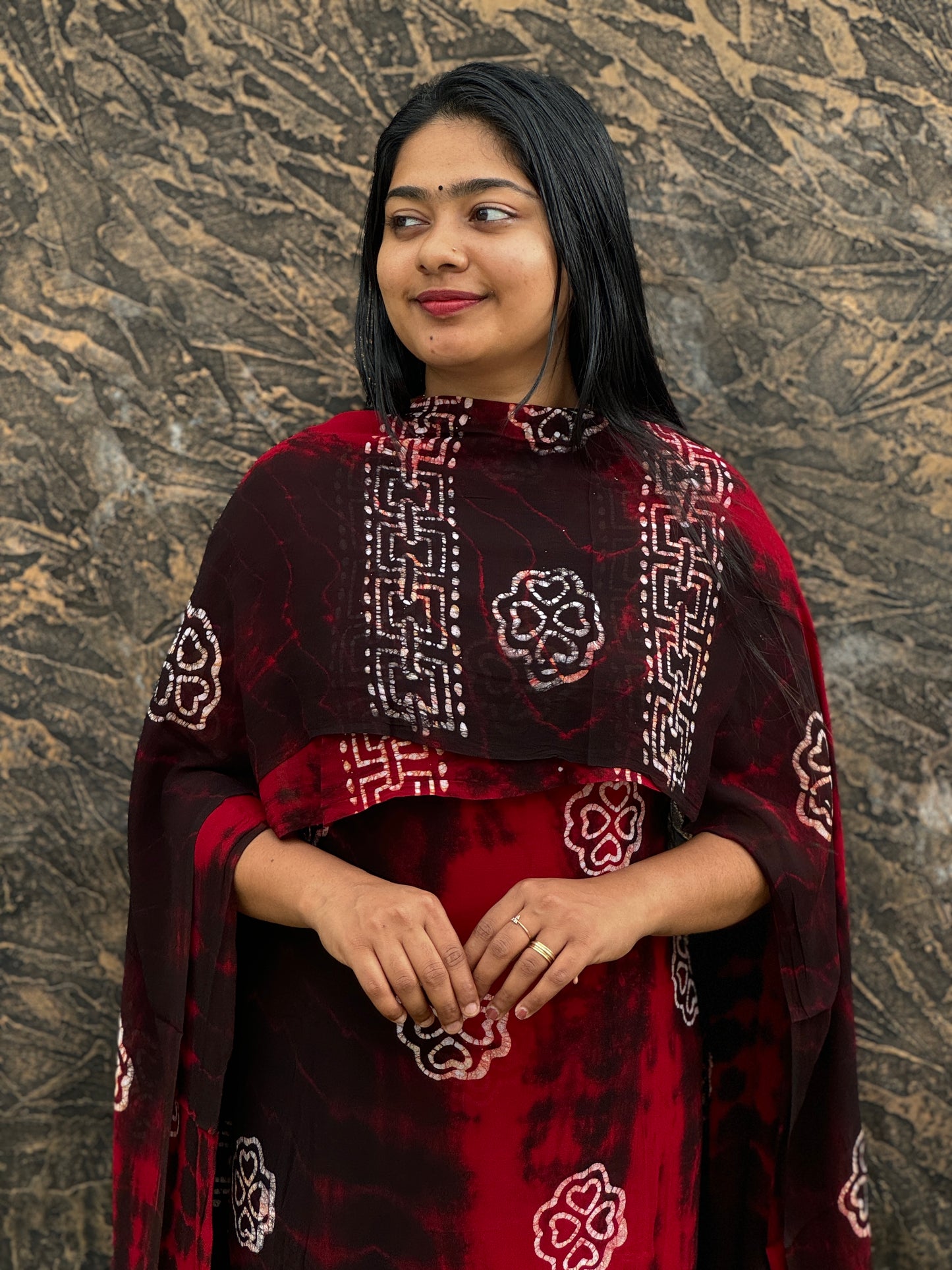Georgette Batik Print Unstitched Churidar Material - A1481