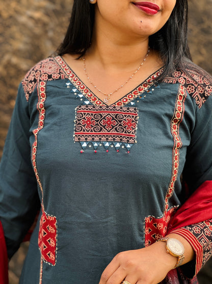 Premium Cotton Three Piece Set A - 1510