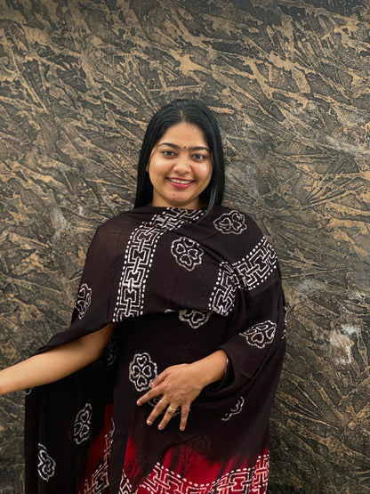 Georgette Batik Print Unstitched Churidar Material - A1481