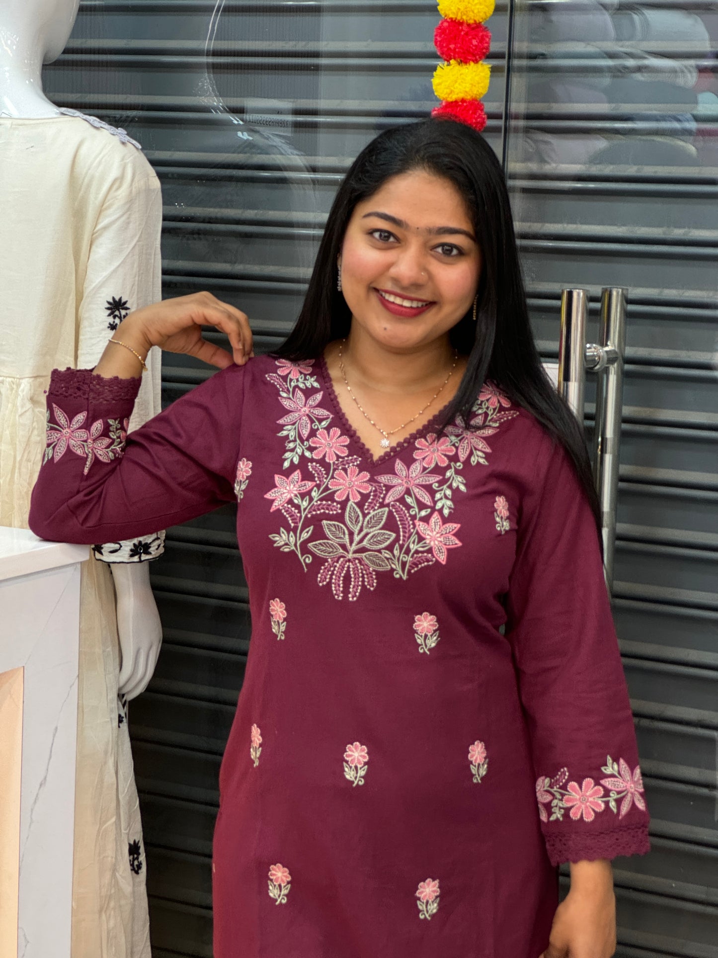 Elegant Wine  Khadi Cotton Cord Set