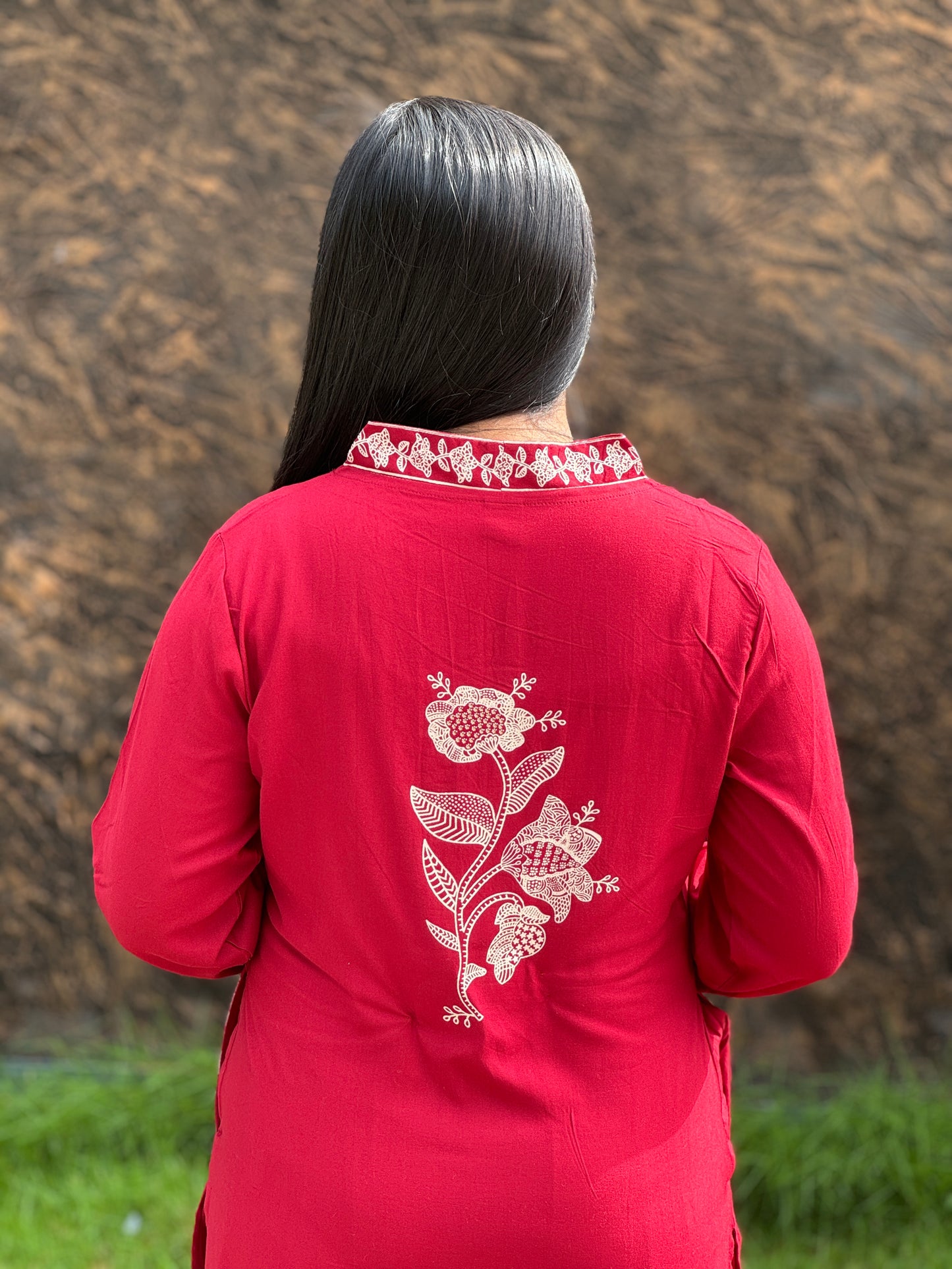 Soft Cotton Cordset In a rich Maroon shade - A1444
