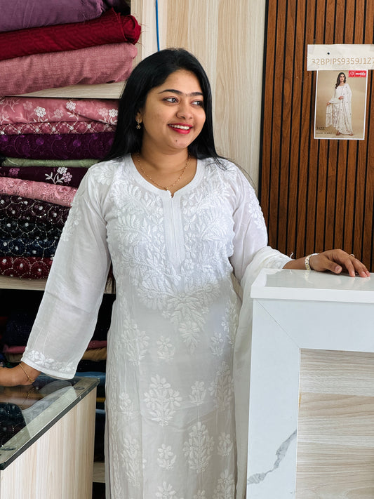 Premium  White Chikankari Cordset A1713
