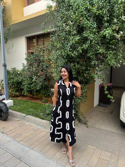 Classic Black Frock in Rayon Fabric-A1312