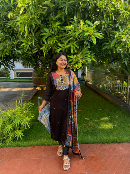 Premium Gajji Modal Silk with Pakistani Duppatta ,3 piece slitted Salwar Suit - A1323