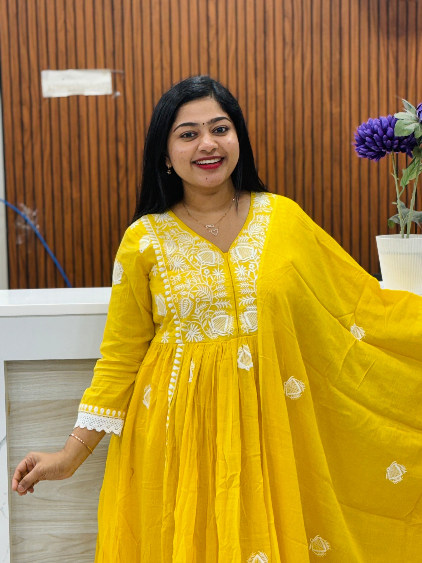 Bright Yellow Chikankari Cotton 3-Piece Set 💛 A1985