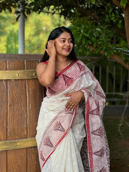 Tepchi Kota Hand Block Print Saree-A1327